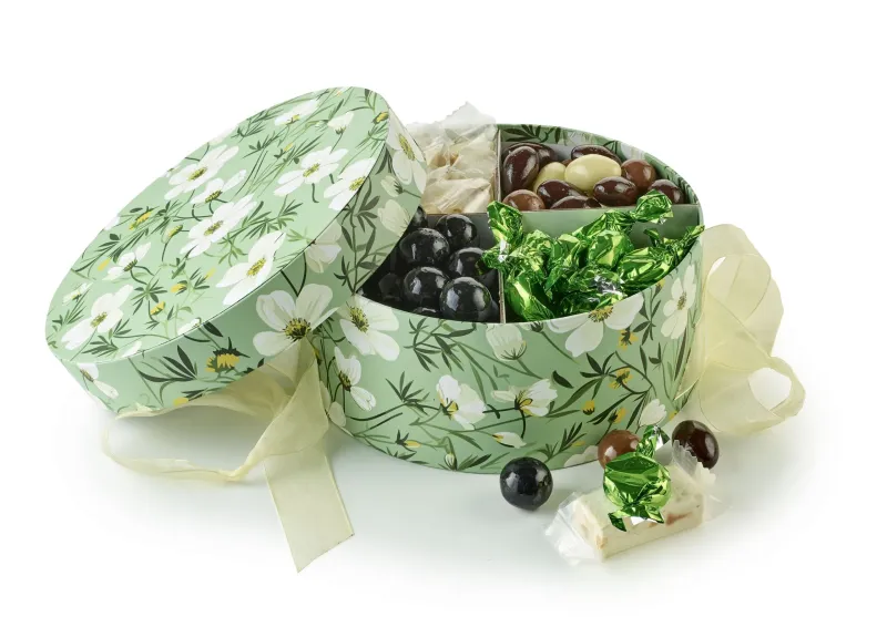 Gr&oslash;n m. Blomster, Stor - Familie&aelig;ske 850 g. 