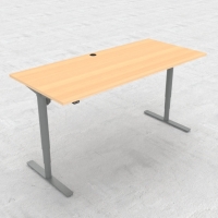 Conset 2 søjlet Hæve-/sænkebord | 180x80 cm Bøg med sølv stel