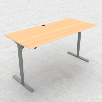 Conset 2 s&oslash;jlet H&aelig;ve-/s&aelig;nkebord | 180x80 cm B&oslash;g med s&oslash;lv stel